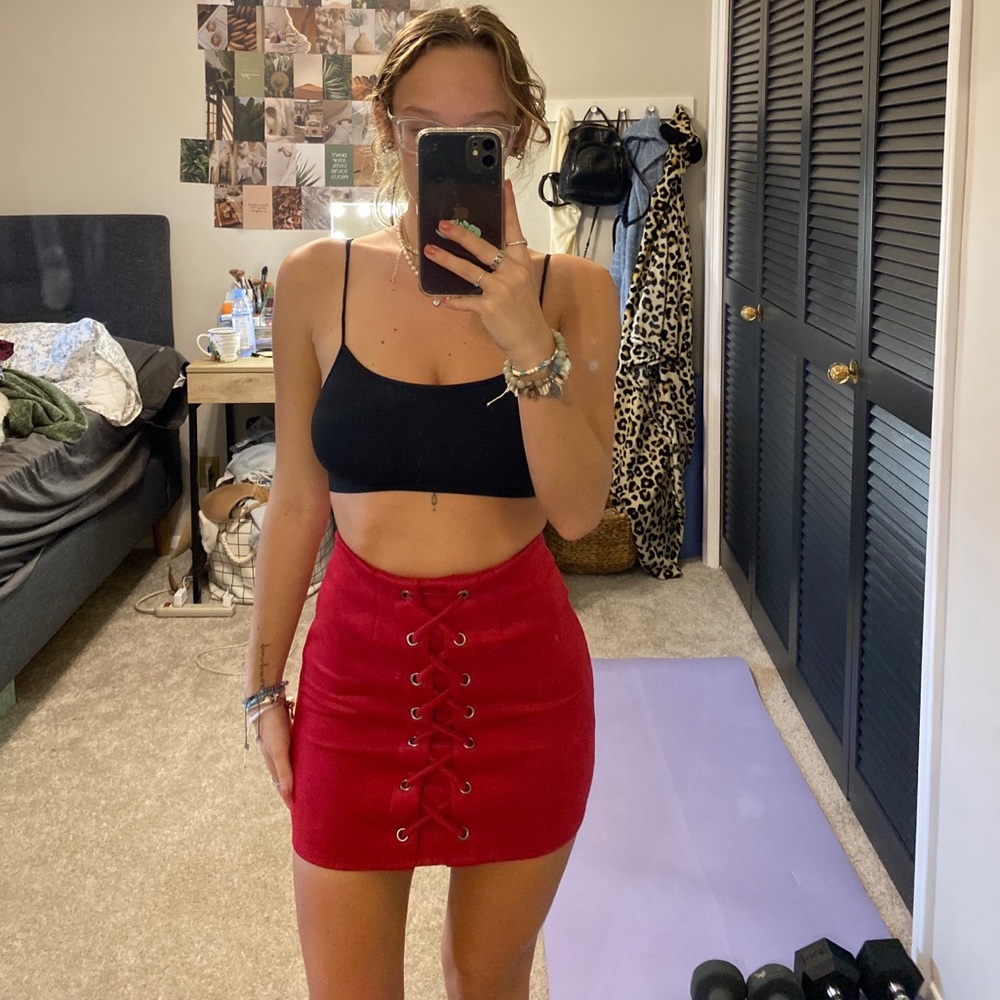 Red velvet skirt SO CUTE, worn once and in great condition!